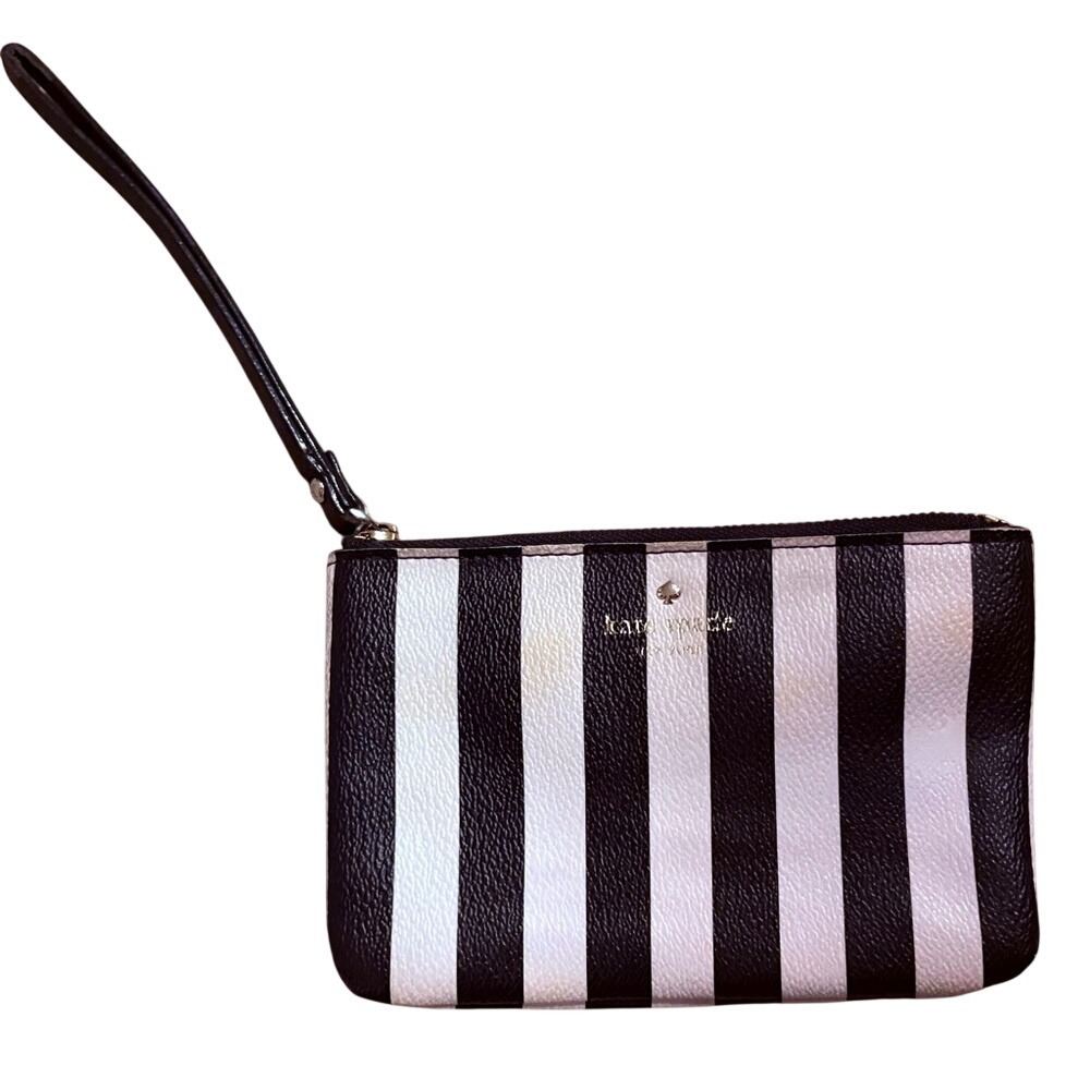 Kate Spade Black‎ and Beige Striped Wristlet Wallet